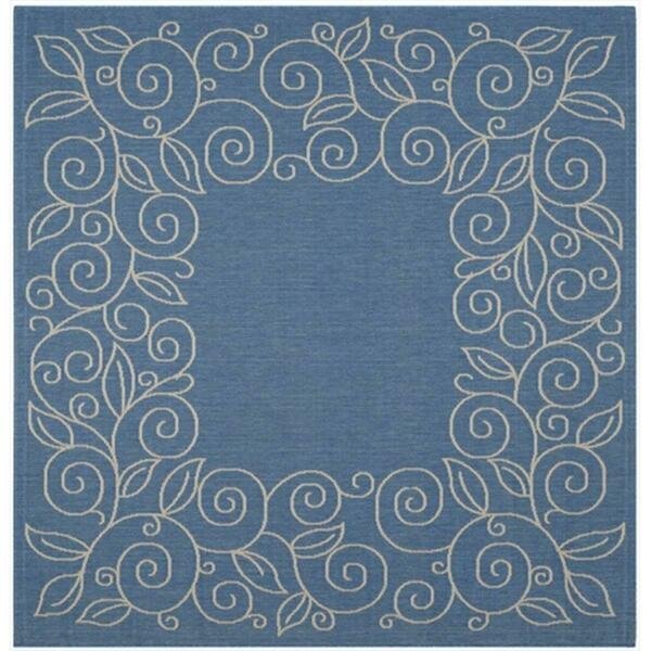 6 Ft. -7 In. X 6 Ft. -7 In. Square Indoor-Outdoor Courtyard- Blue And Beige- Power Loomed Rug, Safavieh, Mfr#: CY5139C-7SQ